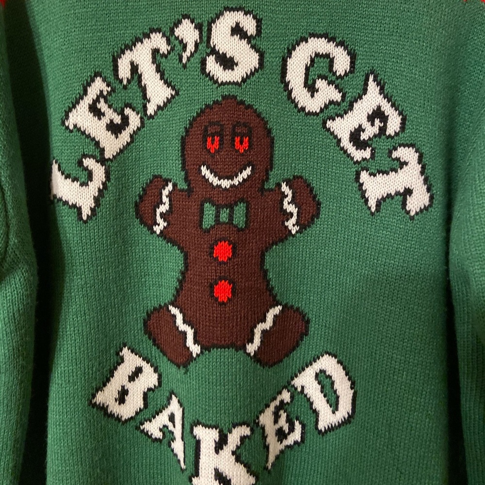 Christmas sweater Let’s get baked 3xl green white
